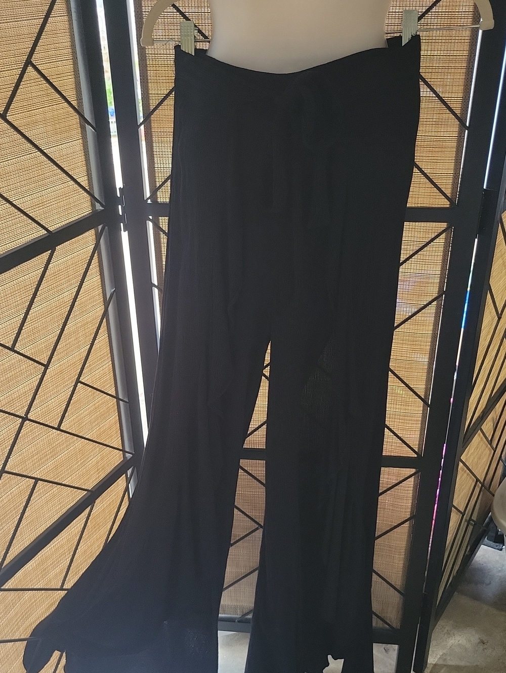 Forever 21 Black Wide-Leg Palazzo Pants With Tie Frontùu
